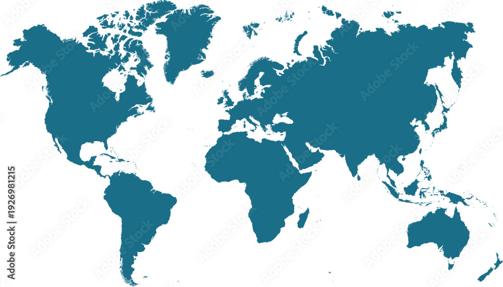 Obraz premium World map. Blue modern vector map. Silhouette map
