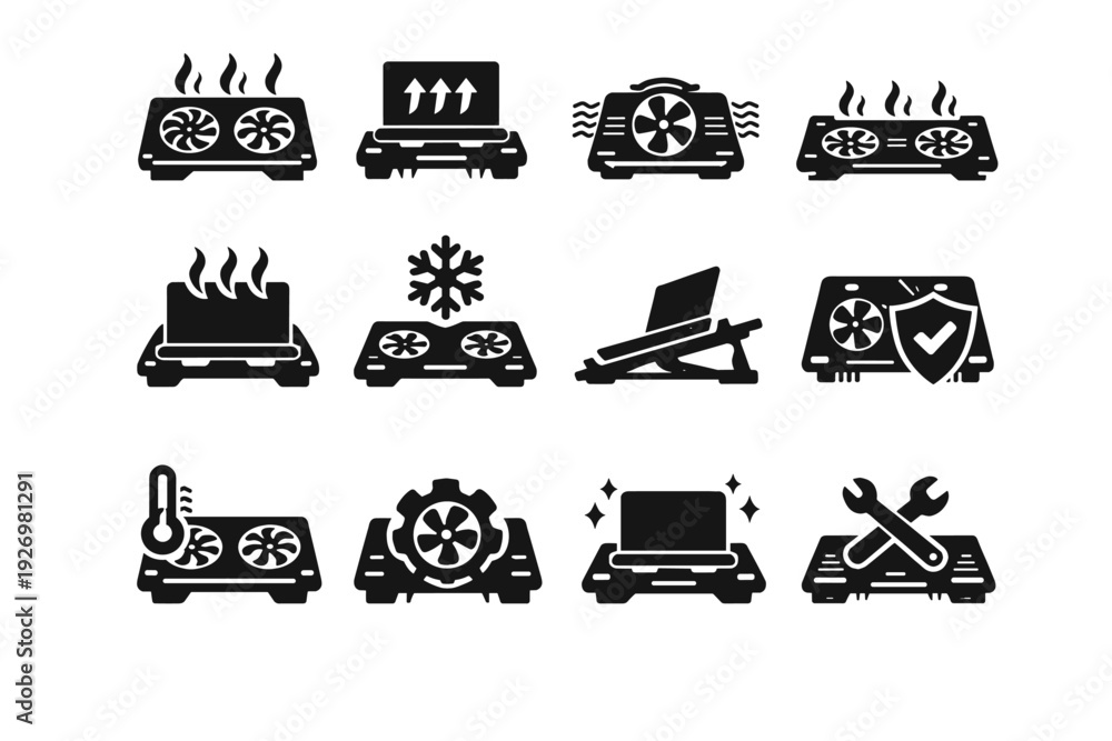 Fototapeta premium Daily concept icon workstation generation temperature cooling form tech vector simple image