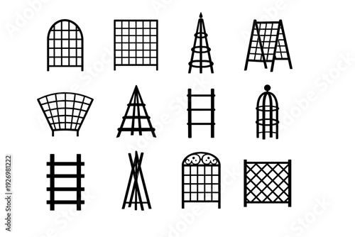 Support garden solid metal shapes icons vector material frame trellis icon plant