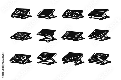 Image adjustable base icon stand support flexible simple vector generation airflow ergonomic