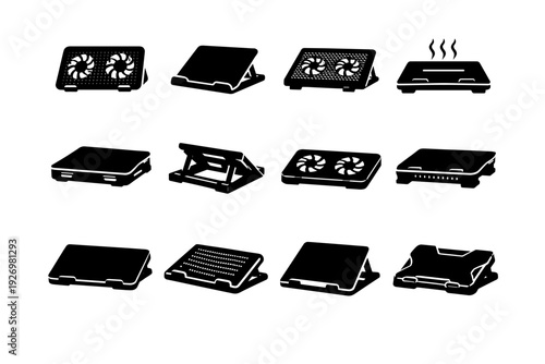 Icon vector accessory metal cooling pad material modern geometry airflow aluminum construction