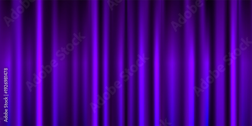 Royal purple velvet curtains background. Closed curtain backdrop for theater stage or cinema, circus. Vector textile room scene screen. Violet fabric drapery wallpaper for award, show, performance