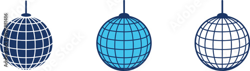 Three globe in blue and navy earth network