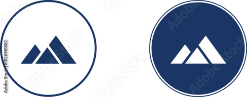 Two mountain one white one navy blue peak summit