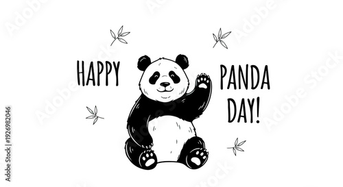 Black and White Panda Bear Illustration.