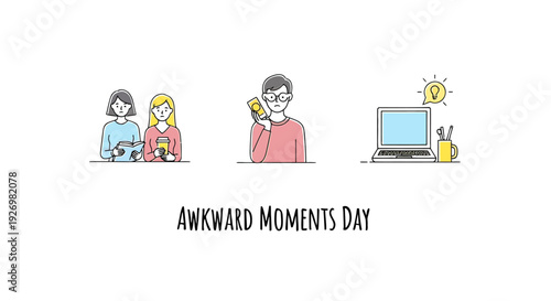 Cartoon Characters Experiencing Awkward Office Moments.