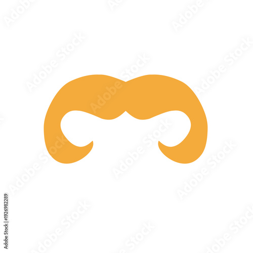 Mustache yellow hand drawn. Mustache male face hair different styles