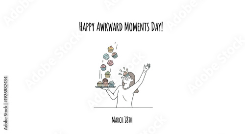 Person Experiencing Awkward Moment with Objects.