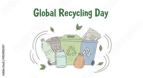 Recycling Bins with Waste Materials Inside.