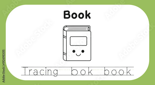 Cute book tracing worksheet for kids learning
