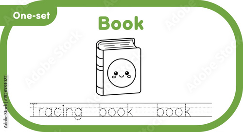Cute Book Tracing Worksheet for Kids Learning