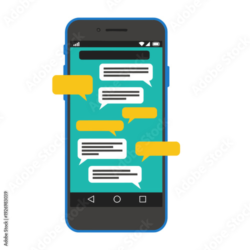 Mobile phone displays a live shopping chat app interface. Product highlights and customer questions are shown. Modern, digital commerce concept. Clear, bright, and engaging.