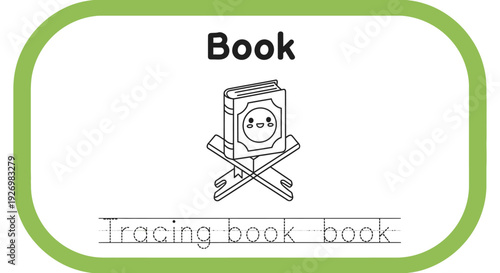 Cute book tracing worksheet for kids