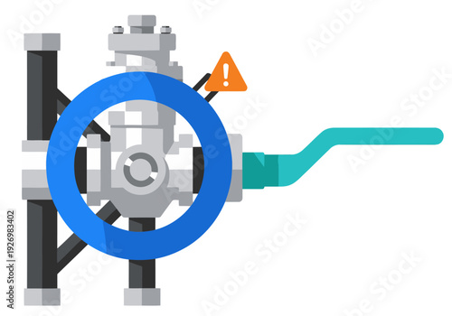 A stylized illustration depicts a hydrogen safety valve with a hazard symbol. Clean, modern design with blue and gray tones. Ideal for safety training and industrial visuals.