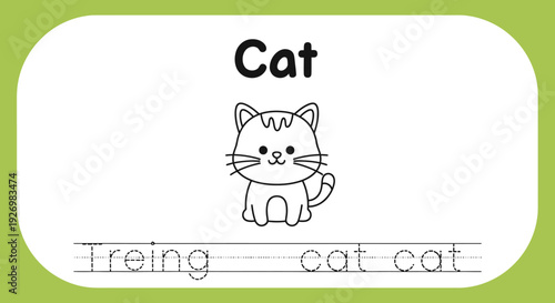 Cute Cat Tracing Worksheet for Kids