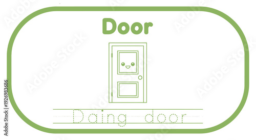 Cute Door Illustration for Kids Learning