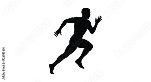 A dynamic black silhouette of a man mid run arms extended conveying motion and energy silhouette high quality professional detailed modern
