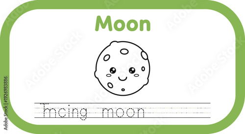 Cute moon coloring page for kids astronomy learning