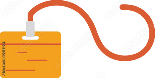 A minimalist illustration of an employee ID badge on a lanyard against a white background.