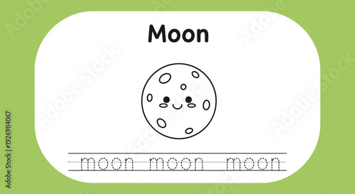 Cute Moon Tracing Worksheet for Kids Learning