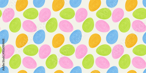 Easter seamless pattern with textured multicolored eggs