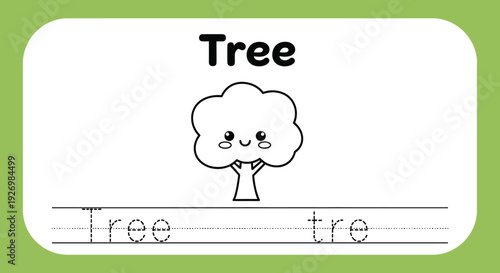 Cute tree coloring page for kids. Educational worksheet.