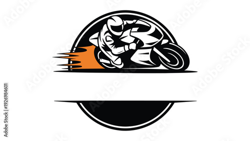 Dynamic graphic of a motorcyclist racing on a track