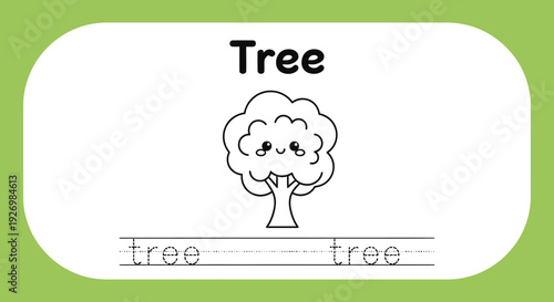 Cute Tree Tracing Worksheet for Kids Learning