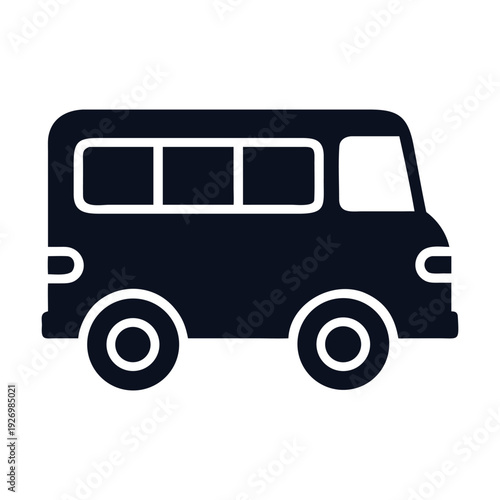Modern Minibus Icon Set – Simple Flat Shuttle Van Transport Vector Collection