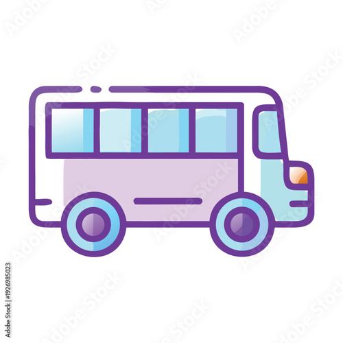 Modern Minibus Icon Set – Simple Flat Shuttle Van Transport Vector Collection