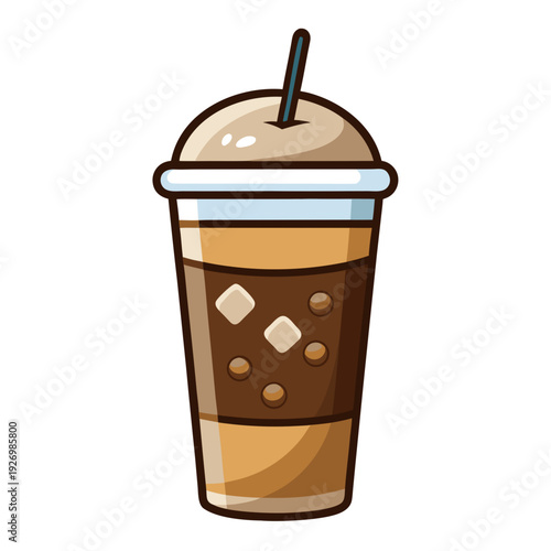 Cold iced coffee cup isolated on white background vector illustration