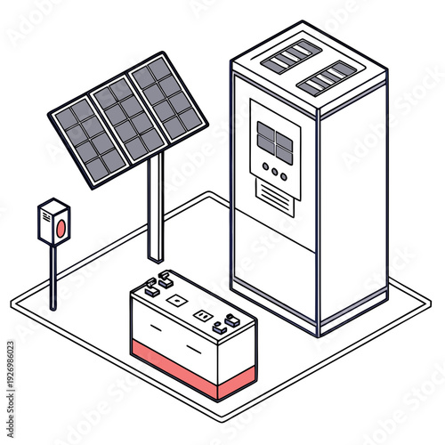 Solar panel system with battery and inverter