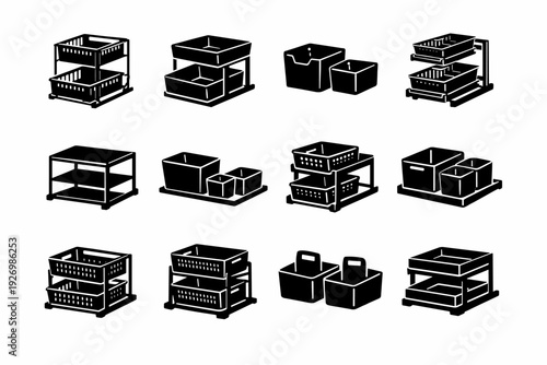 Image icon storage simple generation basket vector sink shapes organizer modern bin