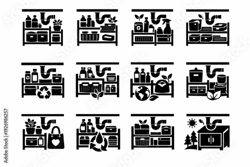 Home generation icon rack green furniture image vector simple interior sink marker