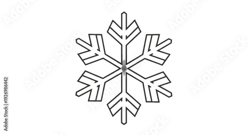 Intricate geometric design of a symmetrical snowflake pattern with sharp edges isolated on transparent background, Vector