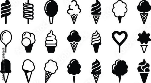 Ice Cream Dessert Icons Lion Silhouette Set Military Soldier Silhouettes Construction Machinery Icons Minimalist Houseplant Lifestyle Activity Vector Collection for Creative Graphic Desig