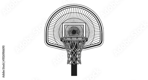 A diagram of a basketball backboard and rim with height markings for shooting practice. isolated on transparent background, Vector