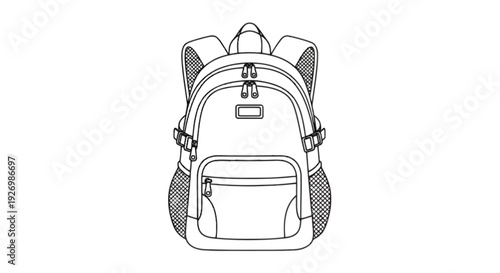 A sleek backpack featuring multiple compartments and sturdy straps for outdoor adventures isolated on transparent background, Vector