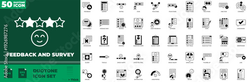 Feedback And Survey Duotone Editable Icons set