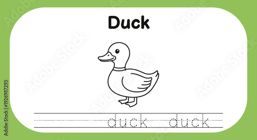 Duck tracing worksheet for kids learning