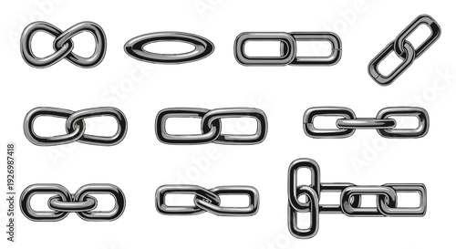 Assorted geometric shapes composed of straight and curved lines in various configurations isolated on transparent background, Vector