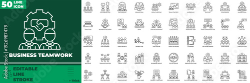 Business Teamwork Line Editable Icons set