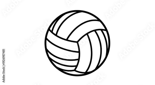 Classic black and white volleyball with a simple yet iconic design pattern isolated on transparent background, Vector