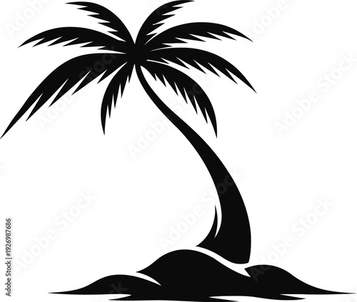 A serene tropical island with a solitary palm tree