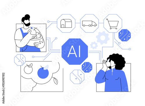 Blockchain for Food Traceability abstract concept vector illustration.