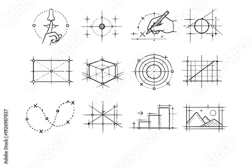 Icons soft layout icon light structure mild draft pattern guide gentle marks