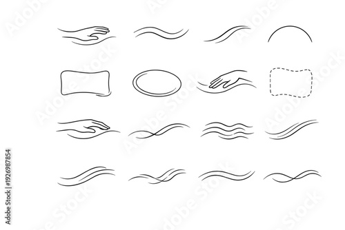 Generation hand tender image icon soft drift serene trace vector outline edge
