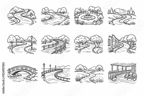 Alley hush generation image icon trail vector calm turn path bend boardwalk