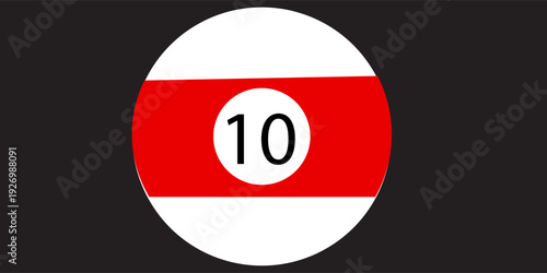 Lotto ball 10. Gambling, graphic elements for website. Yellow ball with number seven. Sphere with shadow, interface elements for games, poster or banner. Realistic isometric vector illustration