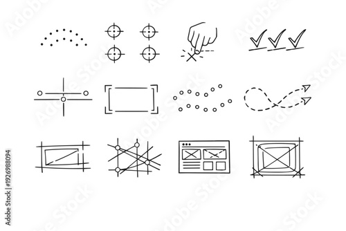 Reference vector light marks layout generation dots guiding simple icon tender image